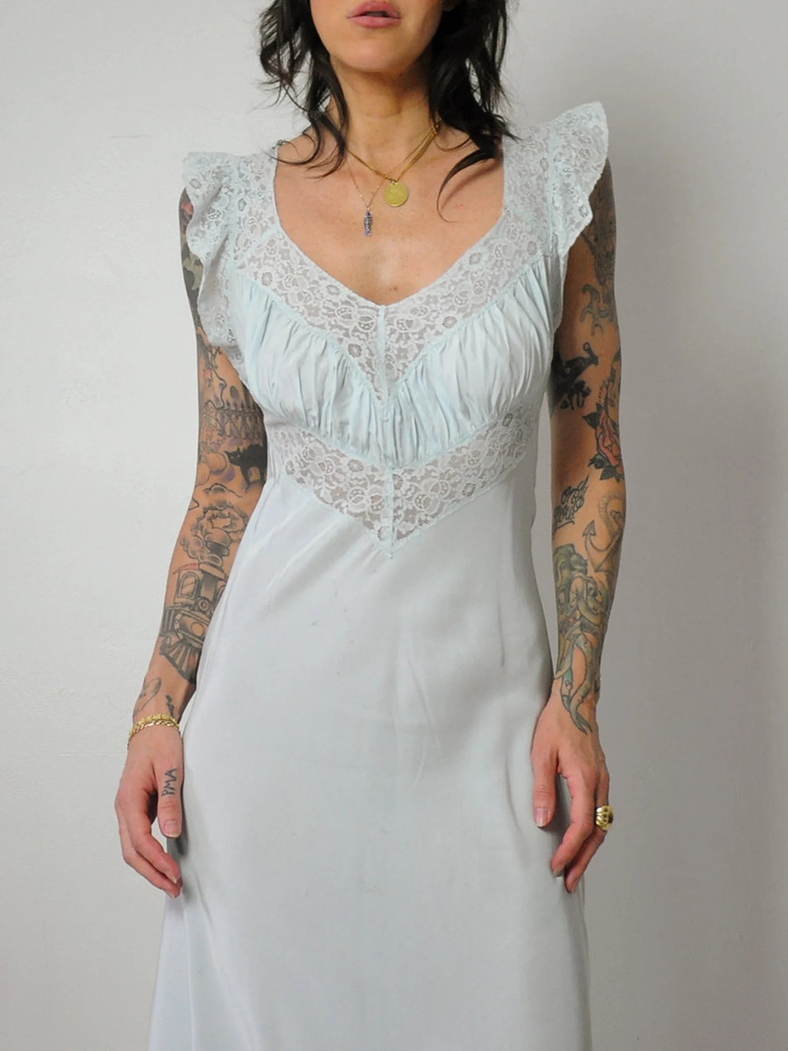 1950's Powder Blue Bias Slip Dress
