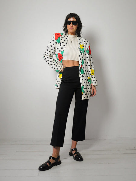 1980's Polka Dot & Rose Blazer