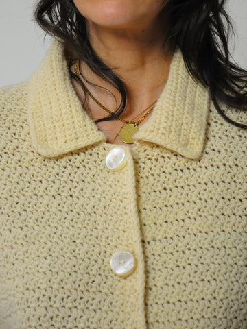 1960's Buttercream Hand Knit Sweater