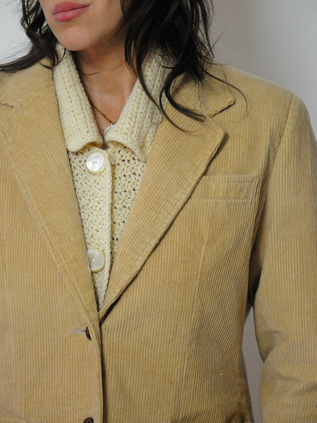 1980's Wheat Corduroy Menswear Blazer