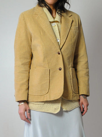 1980's Wheat Corduroy Menswear Blazer