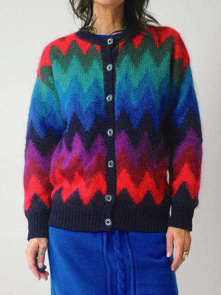 90's Rainbow Mohair Stripe Cardigan