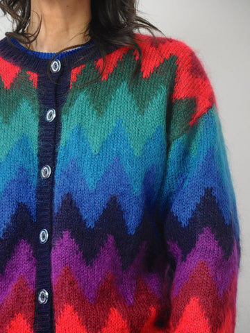 90's Rainbow Mohair Stripe Cardigan