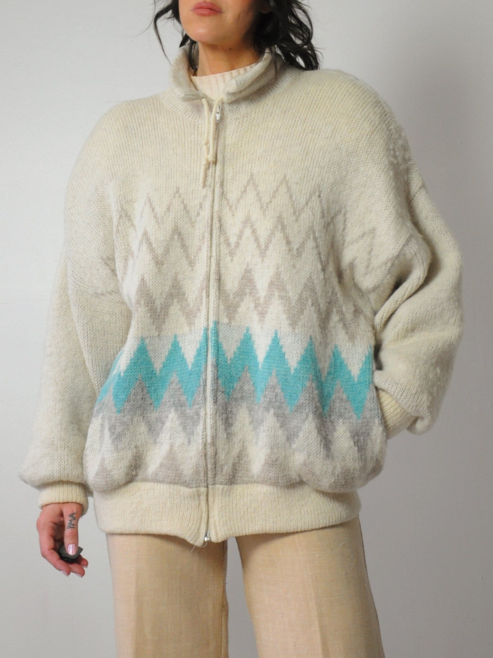 1980's Scandinavian Striped Sweater Coat