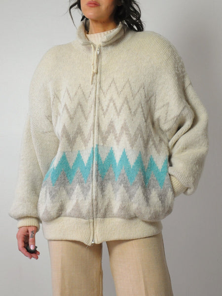1980's Scandinavian Striped Sweater Coat