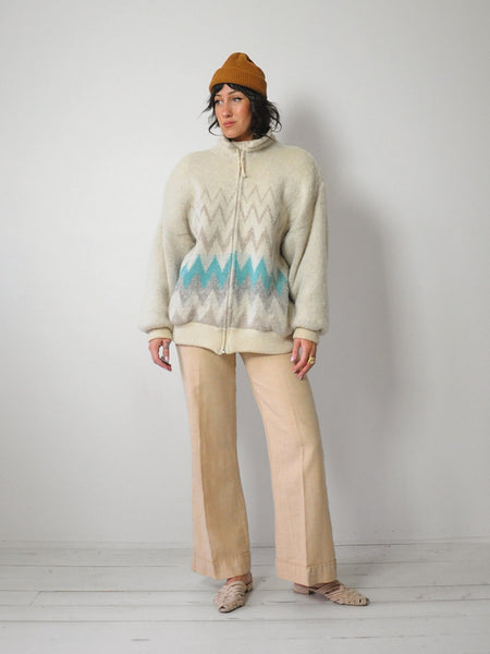 1980's Scandinavian Striped Sweater Coat