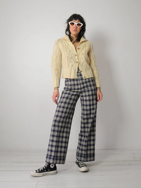 1970's Tartan Plaid Wide Leg Pants 28x29