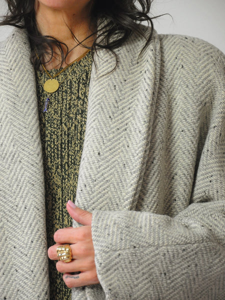 Herringbone Tweed Wool Menswear Coat