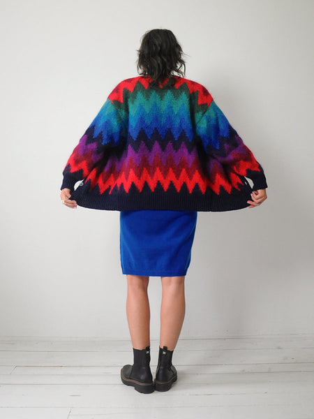 90's Rainbow Mohair Stripe Cardigan