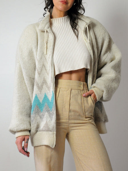 1980's Scandinavian Striped Sweater Coat