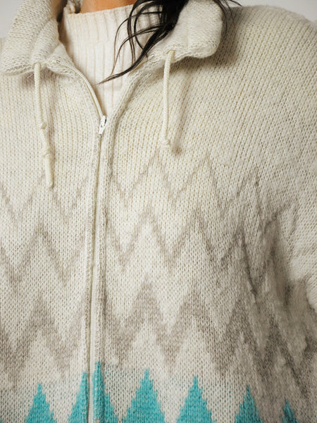 1980's Scandinavian Striped Sweater Coat