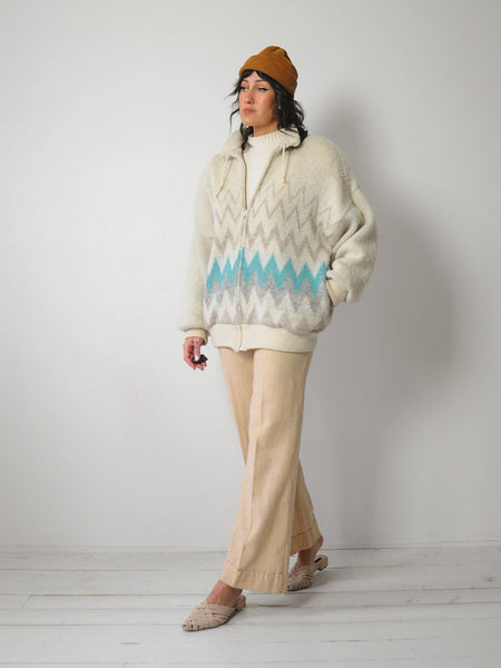 1980's Scandinavian Striped Sweater Coat