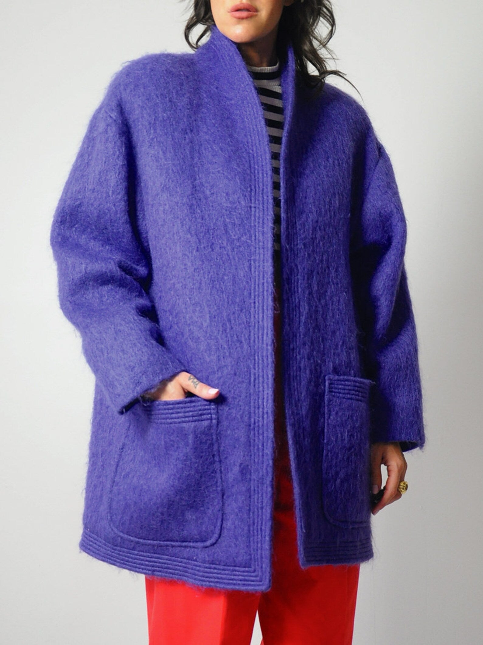 1980's Grape Mohair Oversized Coat