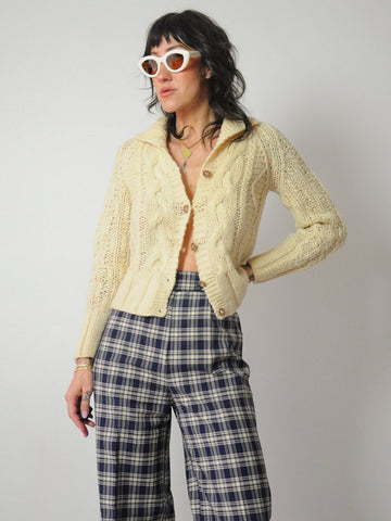 1960's Italian Hand Knit Cropped Cardigan