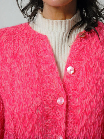 1960's Pink Marled Mohair Cardigan