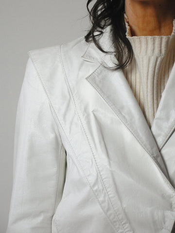 1980's White Leather Moto Jacket