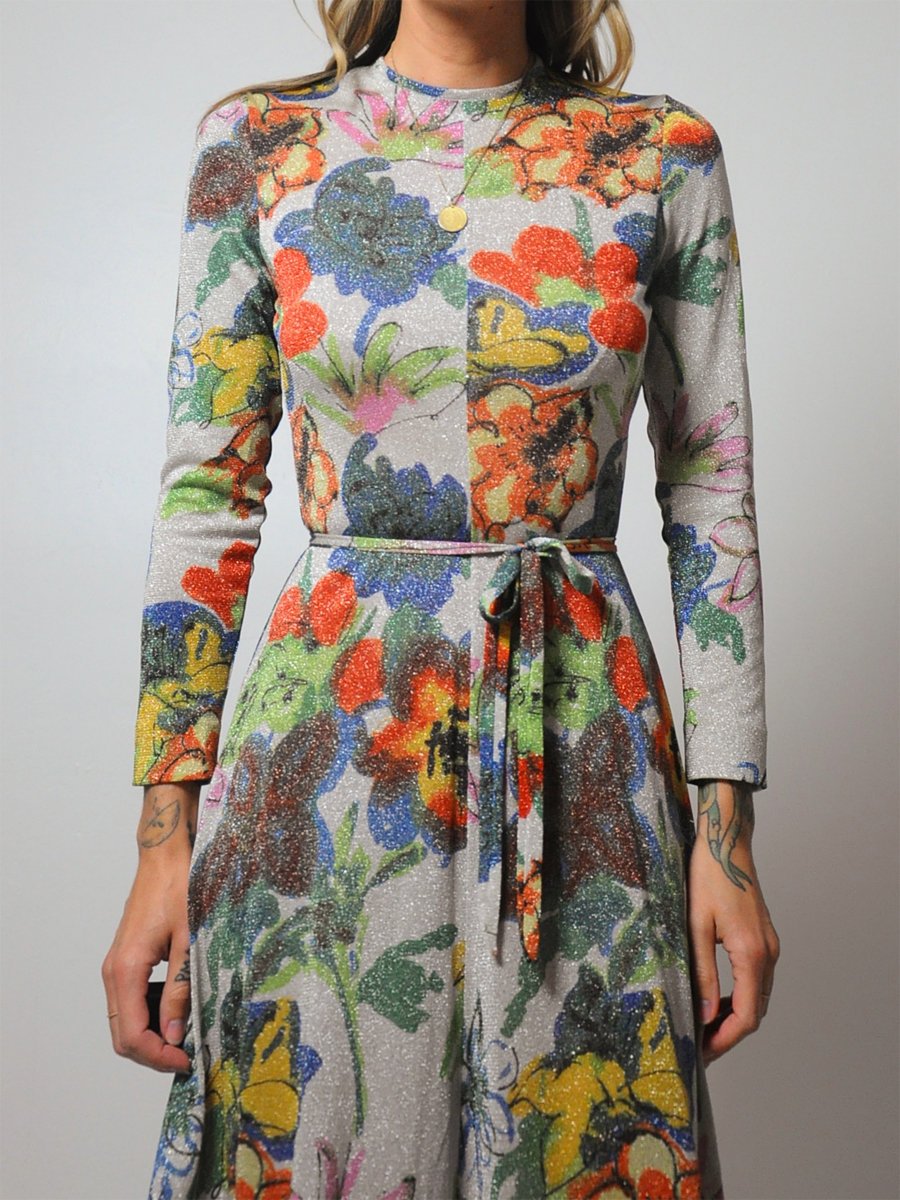 70's Goldworm Floral Dress