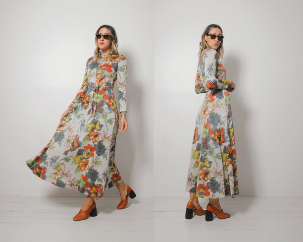 70's Goldworm Floral Dress