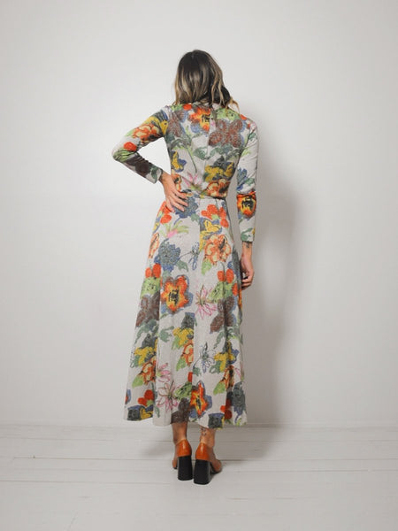 70's Goldworm Floral Dress