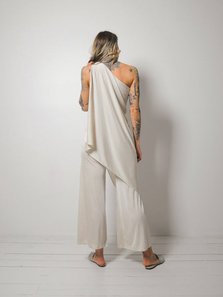 70's Draped Champagne Jumpsuit