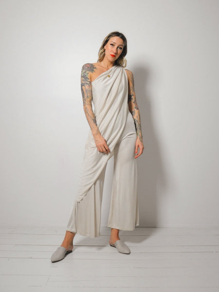 70's Draped Champagne Jumpsuit