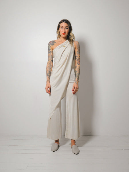 70's Draped Champagne Jumpsuit