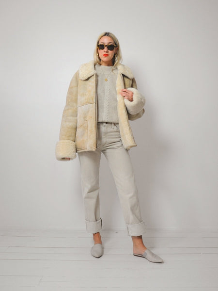 70's Oatmeal Shearling Coat