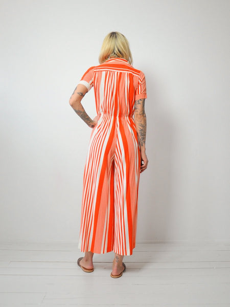 70's Tangerine Striped Jumpsuit