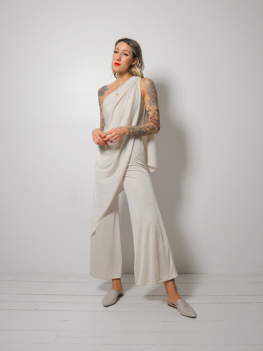 70's Draped Champagne Jumpsuit