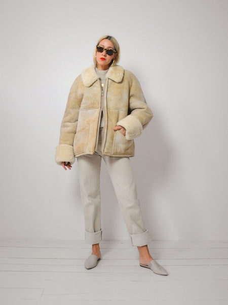 70's Oatmeal Shearling Coat