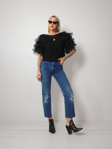 60's Sonnet Ruffled Sleeve Top