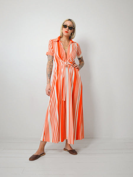 70's Tangerine Striped Jumpsuit