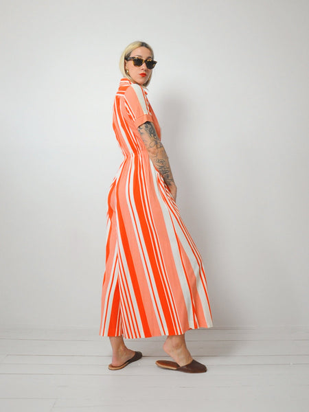 70's Tangerine Striped Jumpsuit