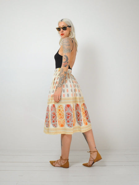 50's Folk Floral Print Skirt