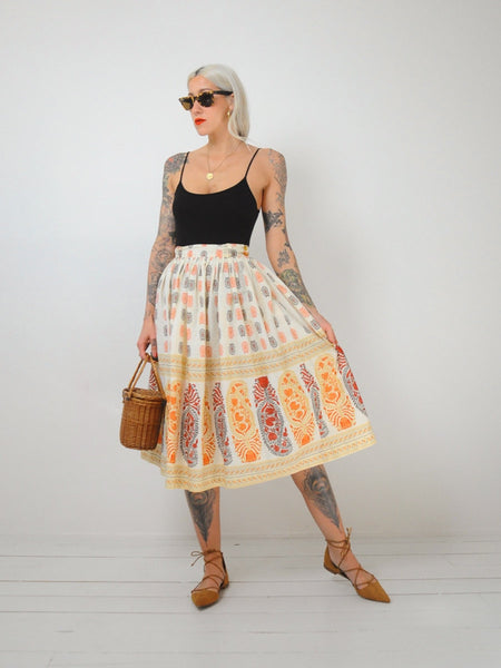 50's Folk Floral Print Skirt