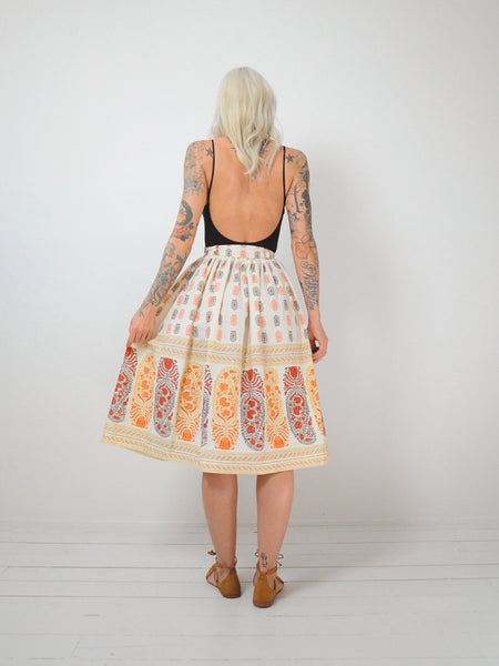 50's Folk Floral Print Skirt