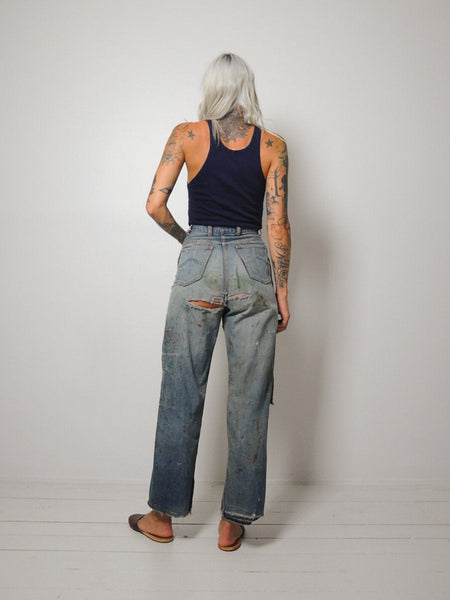 40's Painted Side Zip Jeans 26x28
