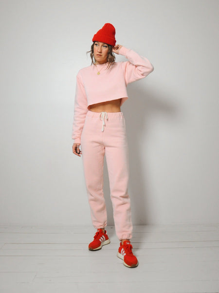 Pink Cropped Sweat Suit