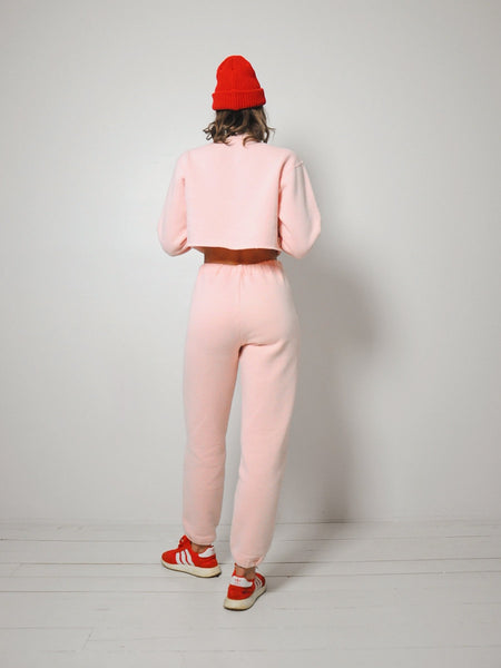 Pink Cropped Sweat Suit