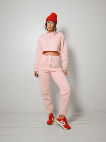 Pink Cropped Sweat Suit