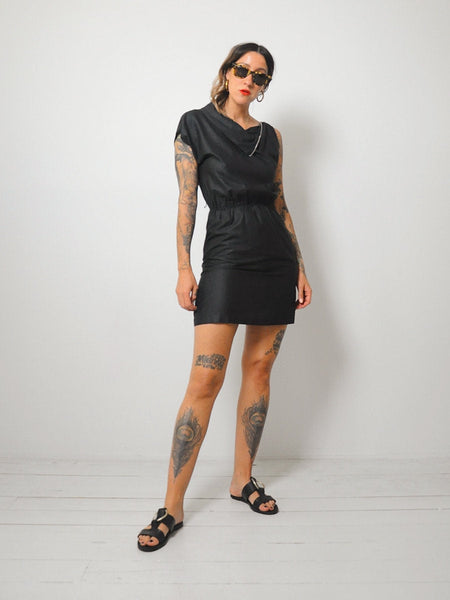 Black Zipper Collar Dress