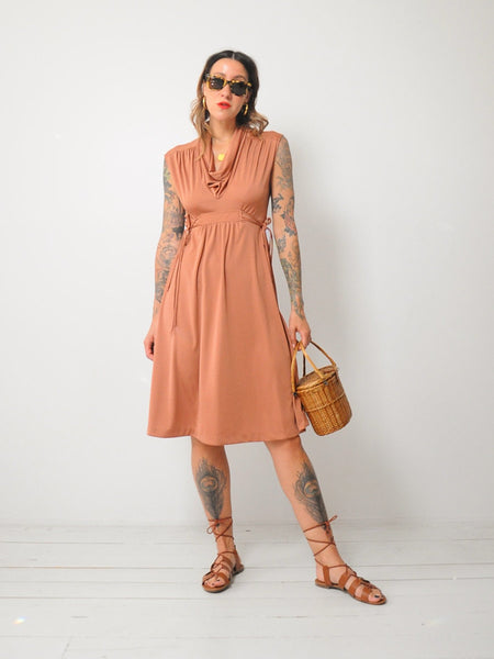 70's Terracotta Cowl Sundress