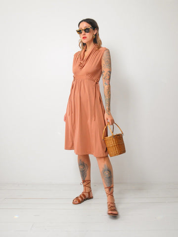 70's Terracotta Cowl Sundress