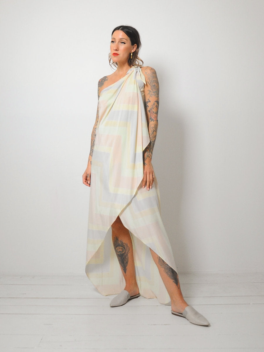 70's Silk Halston Toga Gown