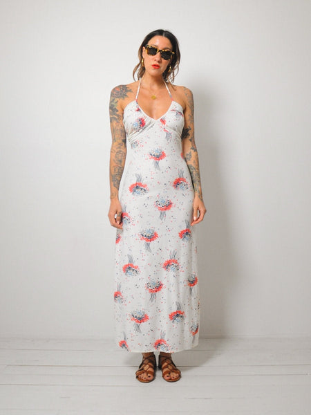 70's Bouquet Halter Dress