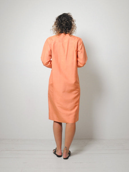 Halston Raw Silk Minimal Dress