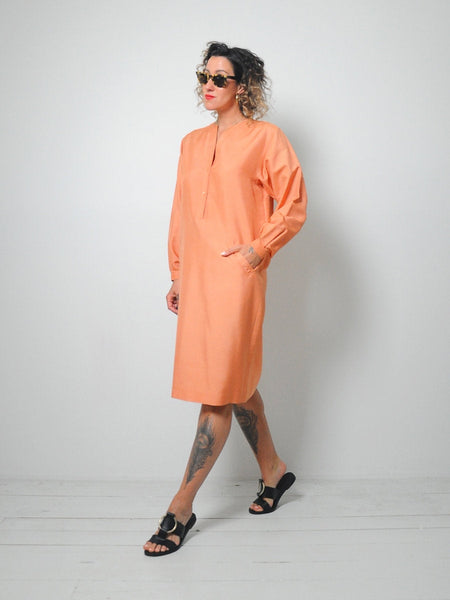 Halston Raw Silk Minimal Dress