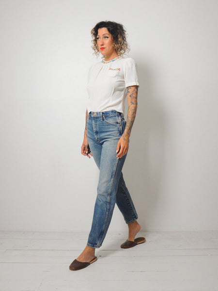 40's Embroidered Cropped Blouse