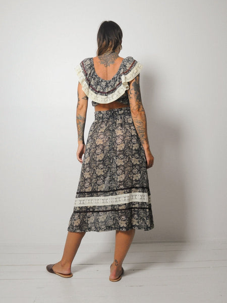 70's Floral 2 Piece Skirt Set