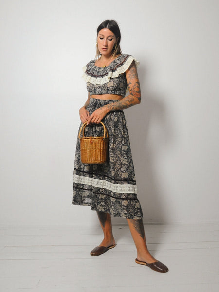 70's Floral 2 Piece Skirt Set
